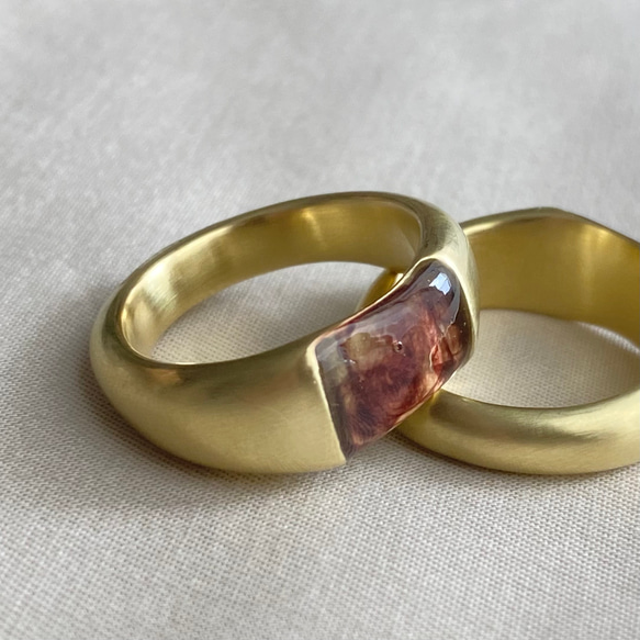よしよし　ハンドメイド　真鍮　飾り　輪っか　リング　4種類　21個 yugo ring ニュアンスブラウン (真鍮/指輪/アクセサリー/レジン/一点