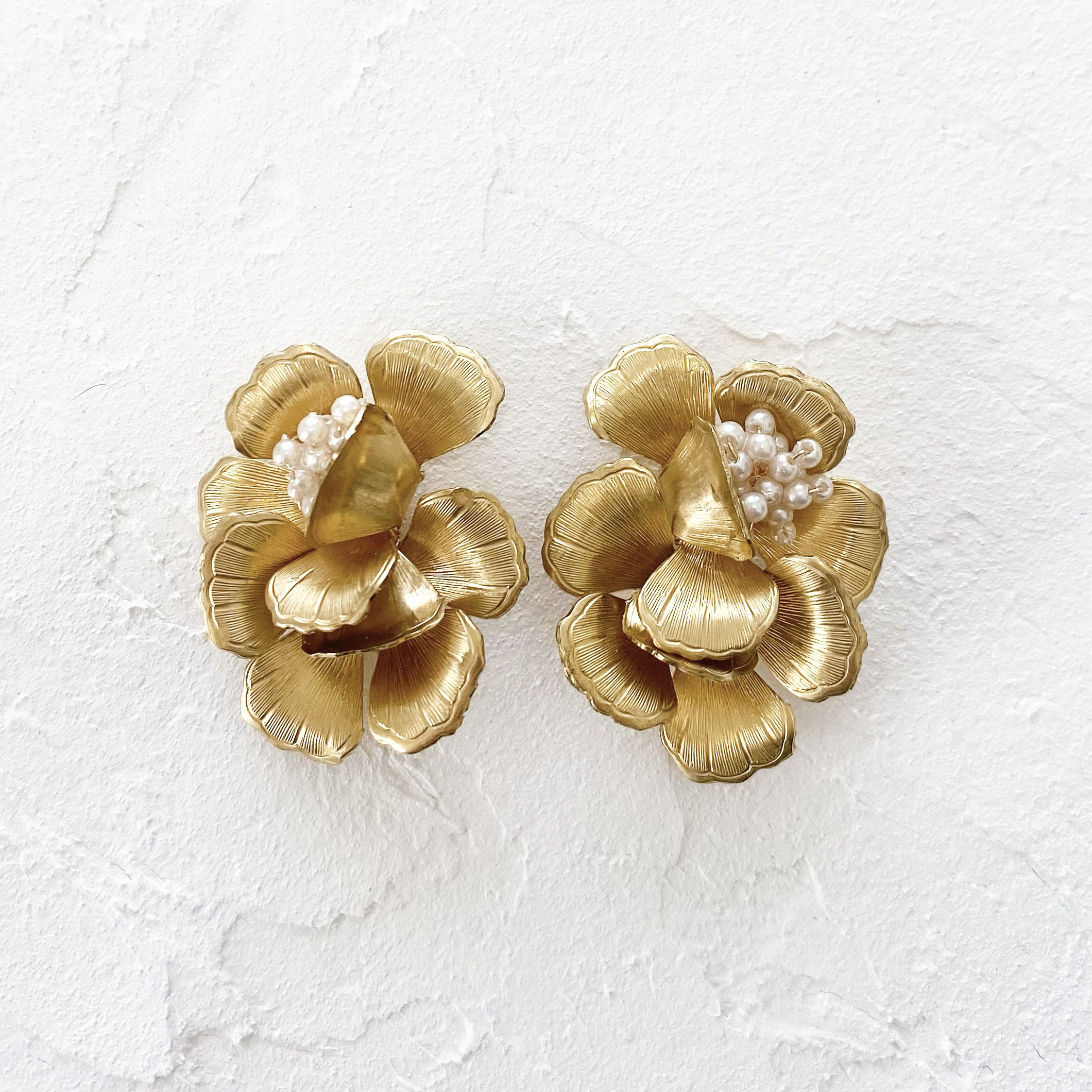 ブラスパーツオキザリス２連イヤリング