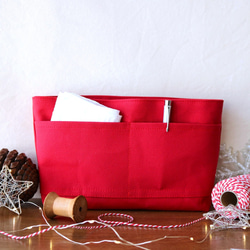 イチゴ　倉敷産帆布使用バッグインバッグ★Creema限定クリスマス作品【受注製作】 1枚目の画像