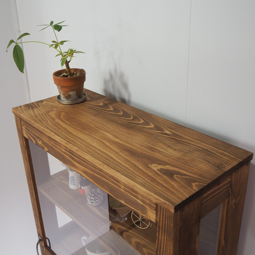 飾り棚　キャビネット　アンティーク家具　　コレクションケース チーク無垢材 ヴィンテージキャビネットZX 食器棚 ショーケース