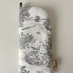 【一点のみSALE】メガネケース　トワルドジュイ Toile de Jouy 　 オフホワイト×グレー　 2枚目の画像