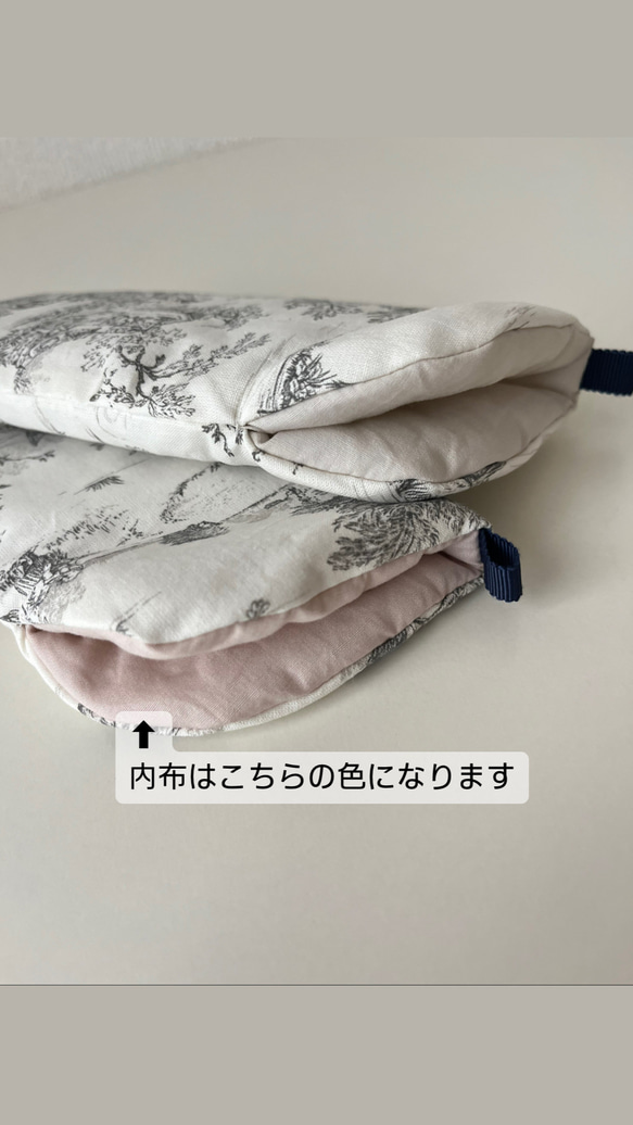 【一点のみSALE】メガネケース　トワルドジュイ Toile de Jouy 　 オフホワイト×グレー　 4枚目の画像