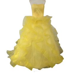 カラードレス パーティードレス イエロー ラッフルフリル 柔らかく重ねたチュールスカート 披露宴 5枚目の画像