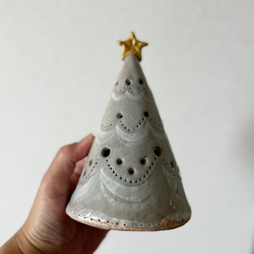陶器 クリスマスツリー 1 オブジェ 照明 ホワイトライン