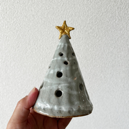 陶器　クリスマスツリー 陶器 クリスマスツリー 1 オブジェ 照明 ホワイトライン