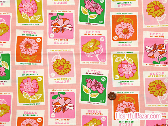 USAコットン(110×50) RUBY STAR SOCIETY FLOWERLAND 種のパッケージ ピンク 1枚目の画像