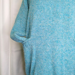 ゆる～く着れるフリーサイズ　セーター　チュニック丈　ポケット付き　ロピヤーン 2枚目の画像
