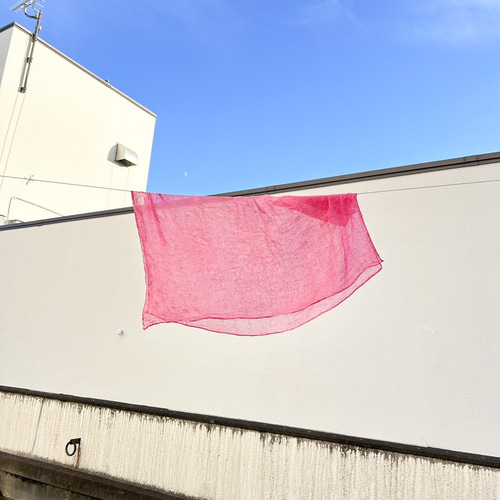 紅花染めストール風呂敷/麻ガーゼ100cm/国産リネン100% ストール
