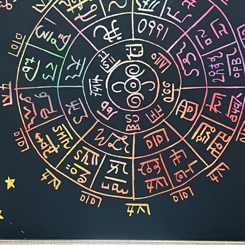 受注制作】キラキラの龍体文字のフトマニ図（スクラッチアート