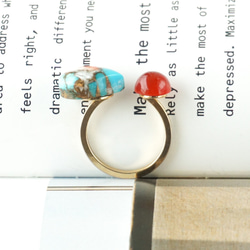 【私だけのリング】選べる 天然石 ターコイズ リング 【クーポンあり】指輪 フリーサイズ 赤 青 オレンジ 母の日ギフト 3枚目の画像