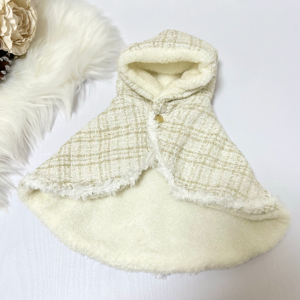 犬服ハンドメイドリボンボアワンピパーカーイニシャル入り