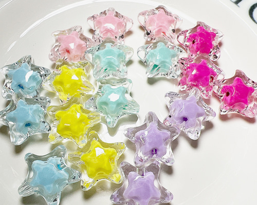 星型ビーズ スター ビーズ 6色 18個 セット ビーズ なななな