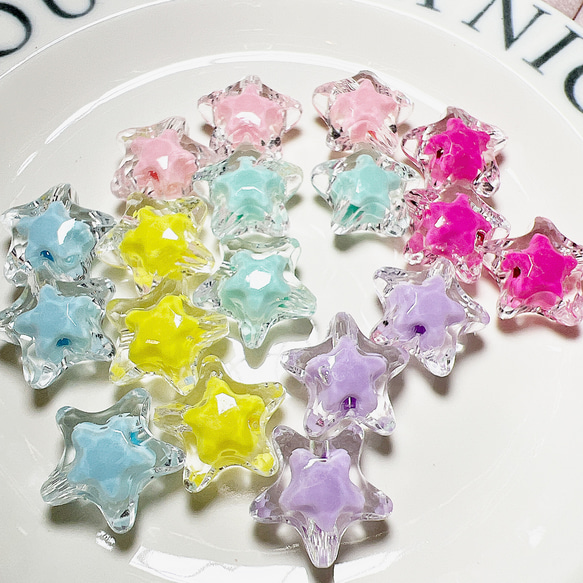 星型ビーズ スター ビーズ 6色 18個 セット ビーズ なななな