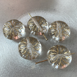アクリル　クリア　アンティークビーズ（花紋）6個 3枚目の画像