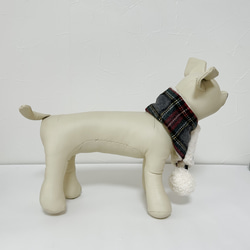 犬服 マフラー ストール 冬 春 チェック柄 3枚目の画像