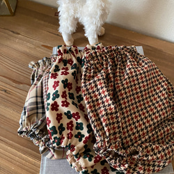 再販⭐︎コーデュロイチェック柄ブルマパンツ　ベビーブルマ　チェック柄　秋冬生地　コーデュロイ　かぼちゃパンツ 5枚目の画像