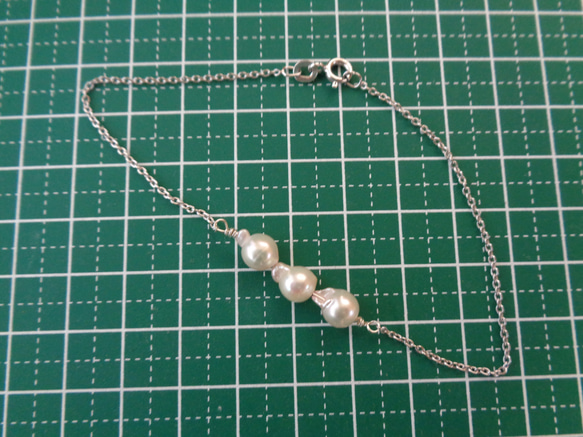 お得な宇和島産アコヤ真珠の銀ブレスレット 3枚目の画像