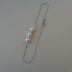 お得な宇和島産アコヤ真珠の銀ブレスレット 2枚目の画像