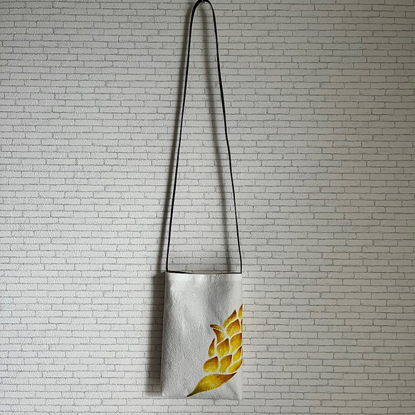 旅する型染ポシェット　菜の花色×赤穂月桃 4枚目の画像