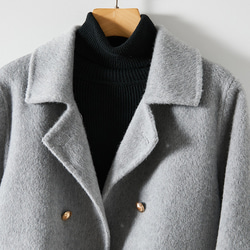 2色コート、通勤ウールコート、ウールコート、可愛いコート 3枚目の画像