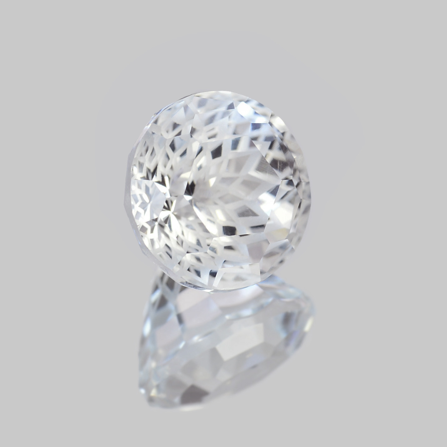 天然 ホワイトトパーズ 5.10ct ルース ラウンド 特殊カット