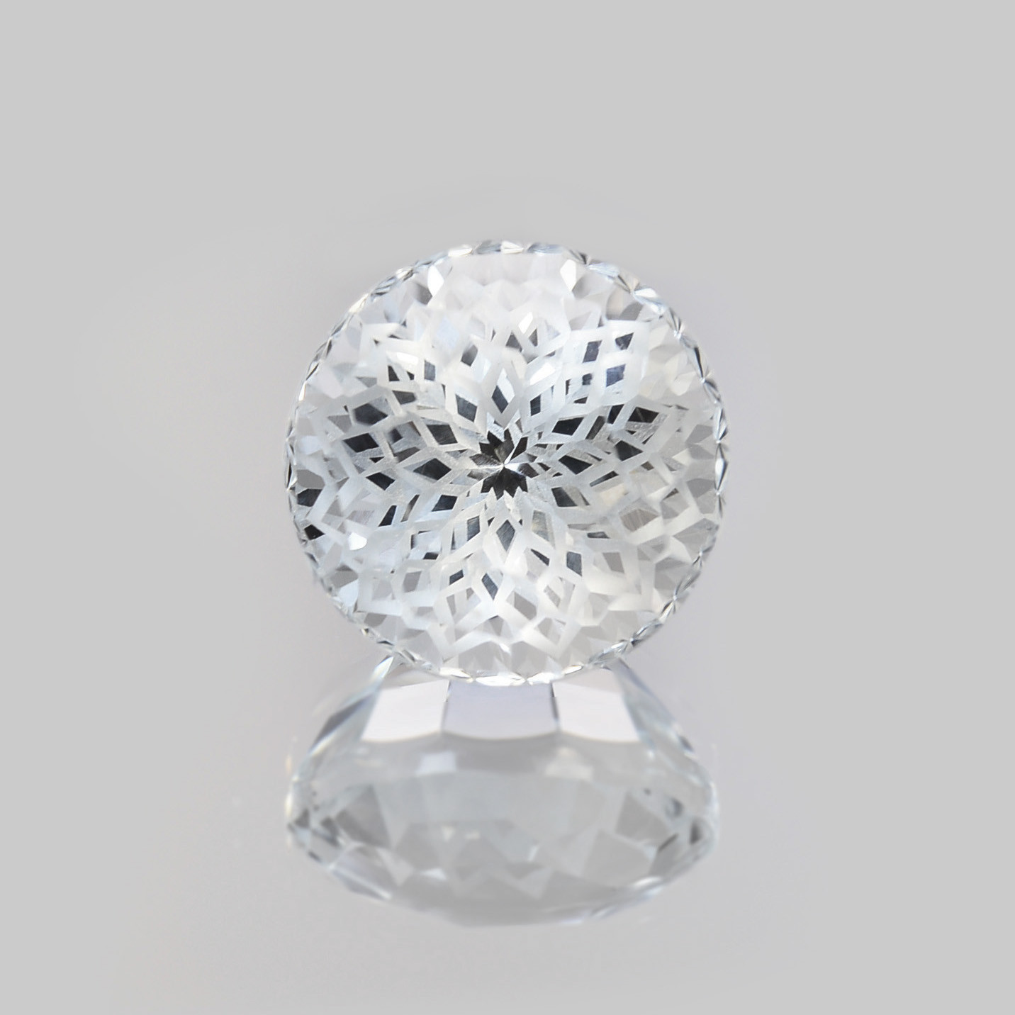 天然 ホワイトトパーズ 5.10ct ルース ラウンド 特殊カット