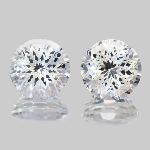 ホワイトトパーズ 合計6.58ct ペア ルース ラウンド 特殊カット