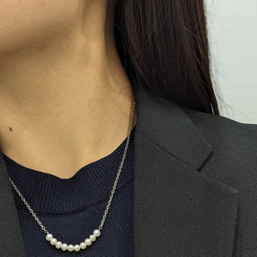 Creema限定】組み合わせ自由 淡水パール カーブネックレス