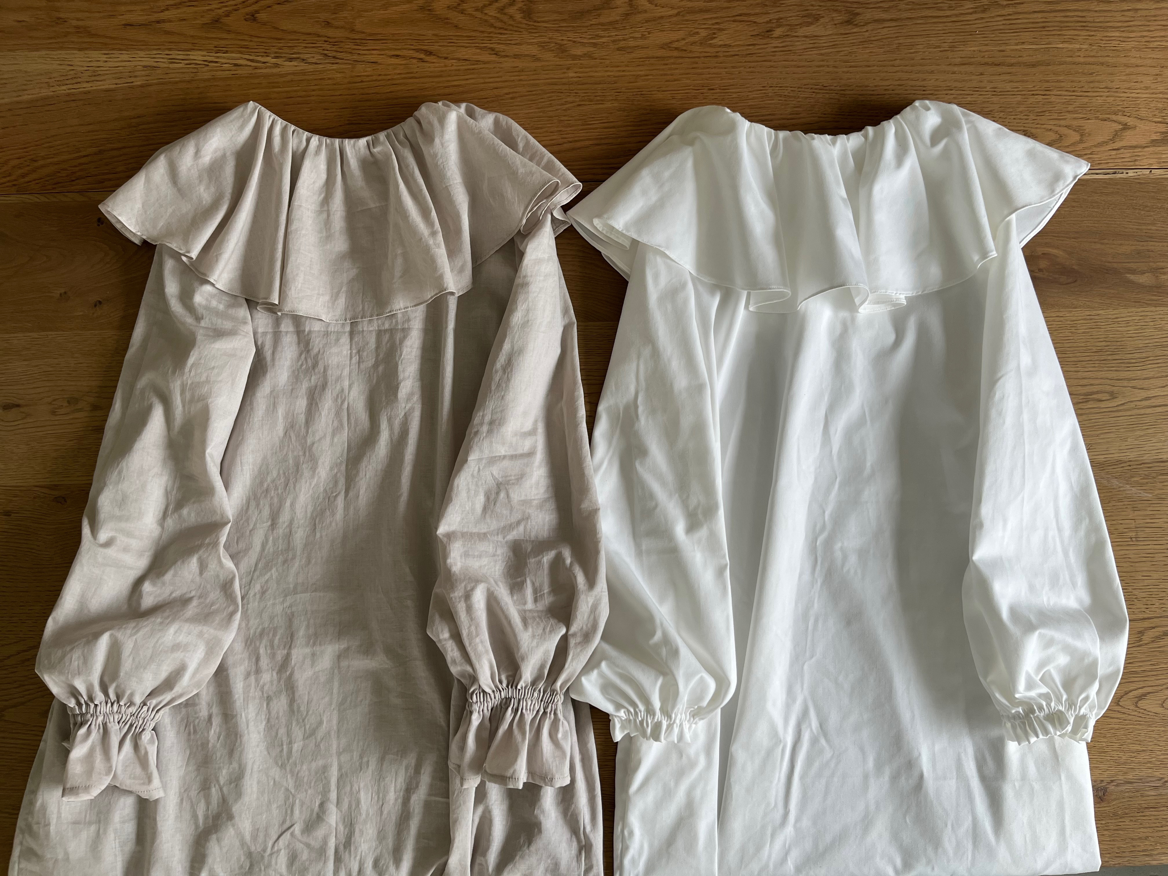 ふわり軽やかケープカラーAラインワンピース⚮̈FREEサイズ⚮̈ミモレ丈、ロング丈から選択⚮̈