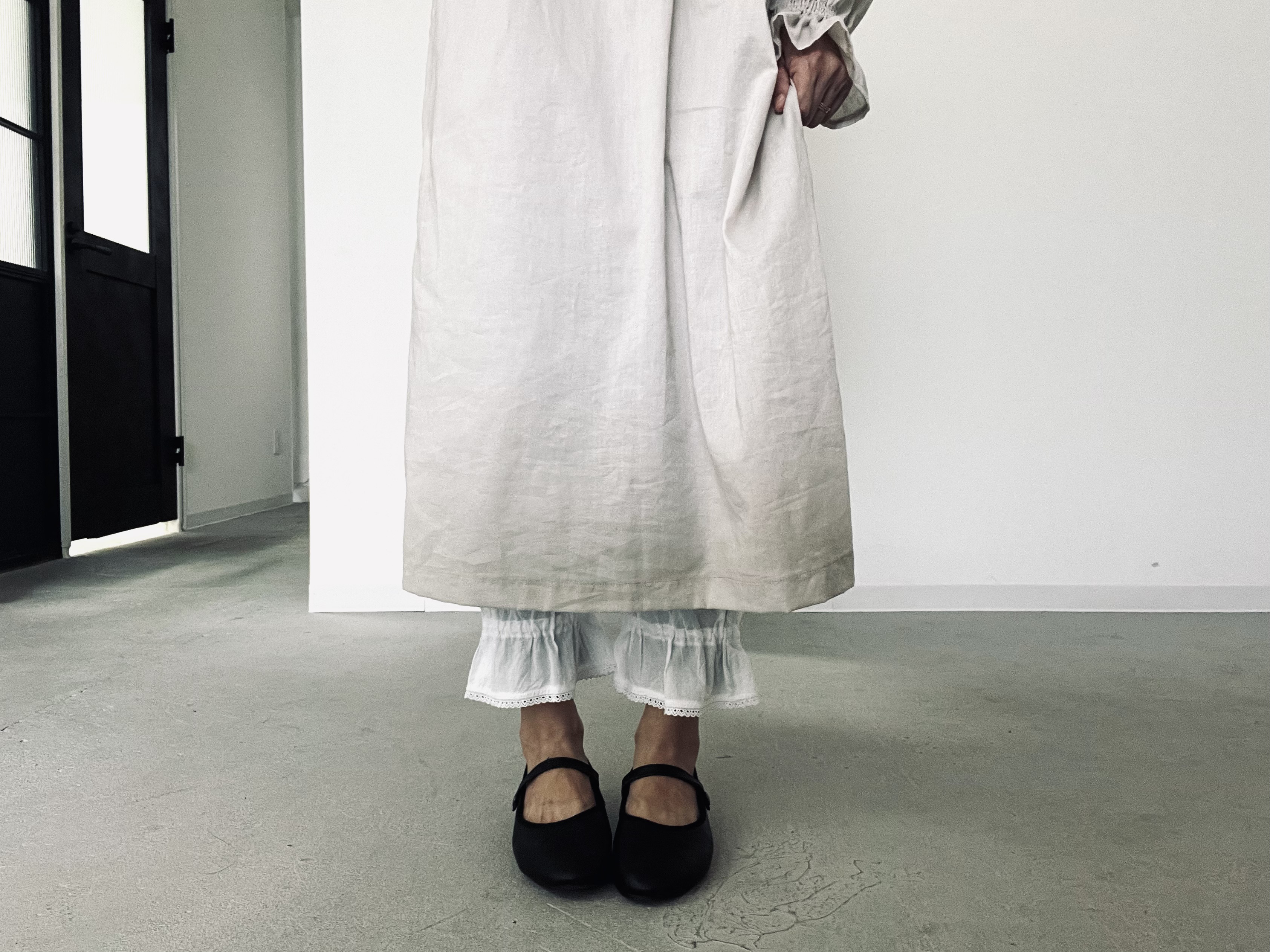 ふわり軽やかケープカラーAラインワンピース⚮̈FREEサイズ⚮̈ミモレ丈、ロング丈から選択⚮̈