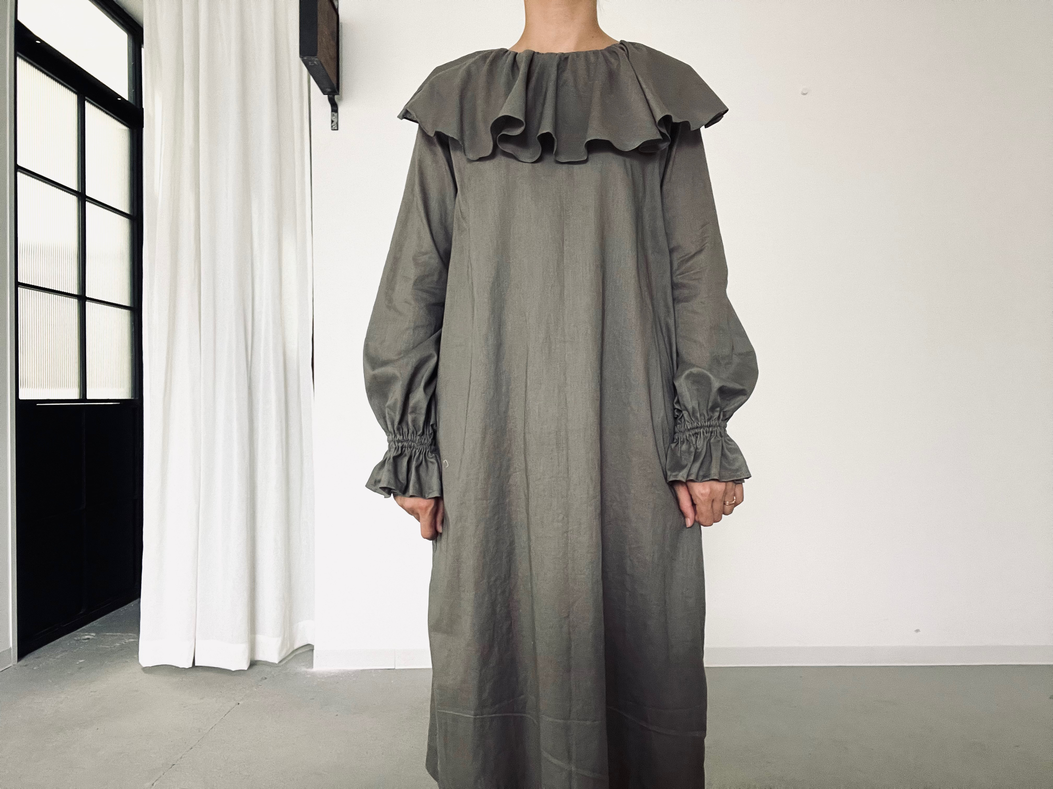 ふわり軽やかケープカラーAラインワンピース⚮̈FREEサイズ⚮̈ミモレ丈、ロング丈から選択⚮̈