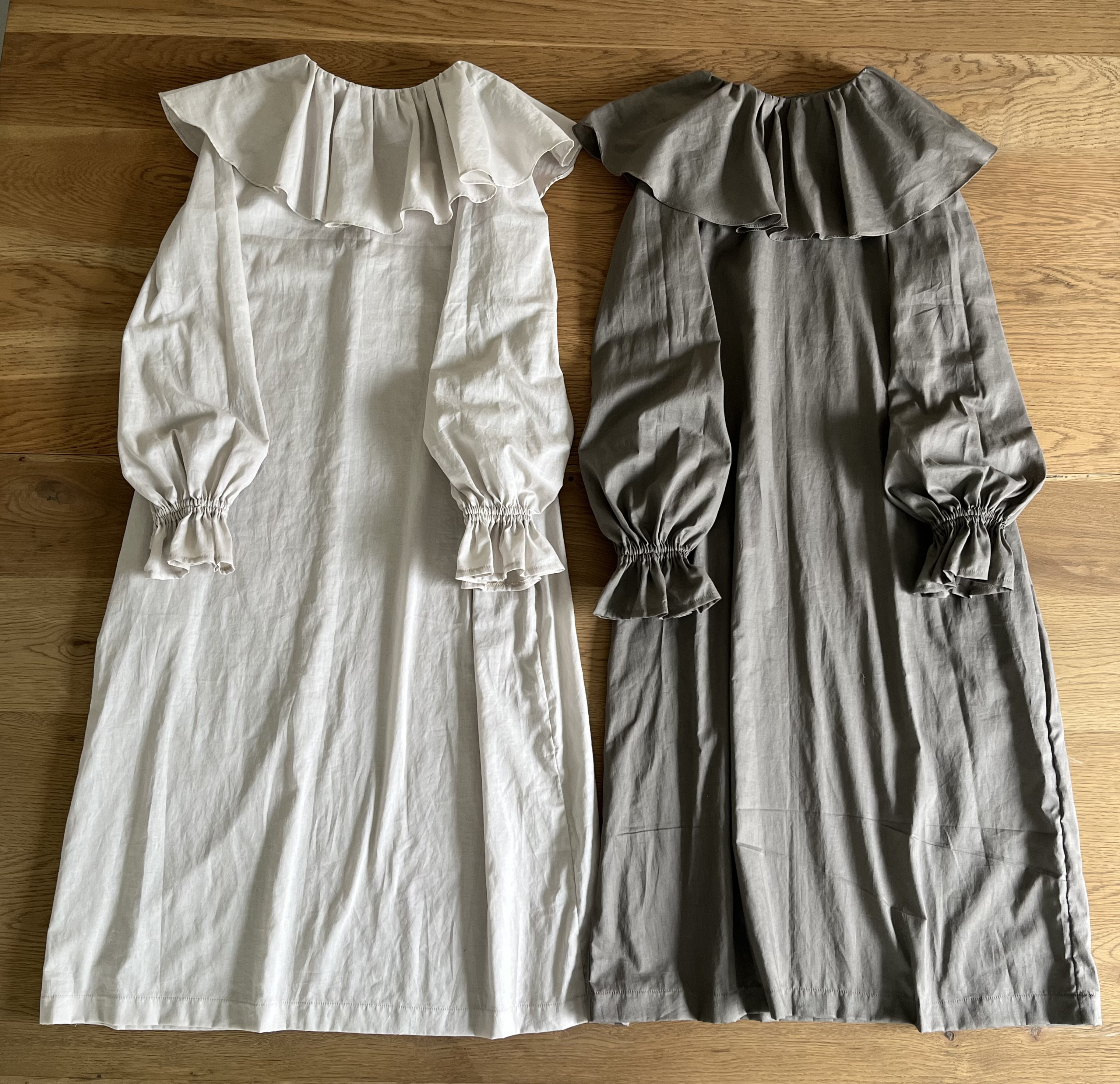 ふわり軽やかケープカラーAラインワンピース⚮̈FREEサイズ⚮̈ミモレ丈、ロング丈から選択⚮̈