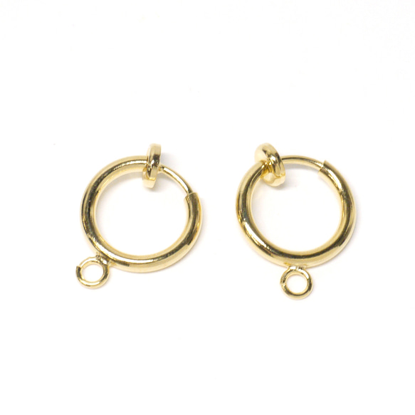 ese40【4件】附贈一罐！線徑約1.5mm 外徑約11mm 18KGP 黃金不穿孔管耳環 第2張的照片