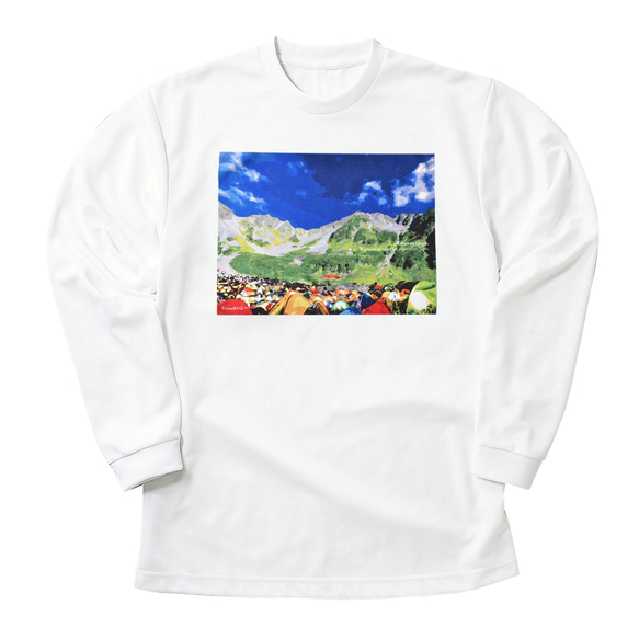 涸沢カール 穂高岳 長袖Tシャツ ホワイト ドライ 吸水速乾 山 登山 1枚目の画像