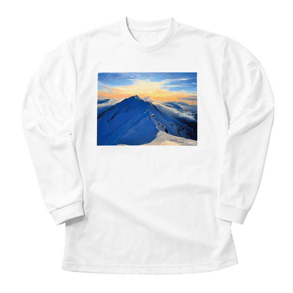 伯耆大山 雪山 長袖Tシャツ ホワイト ドライ 吸水速乾 山 登山 1枚目の画像