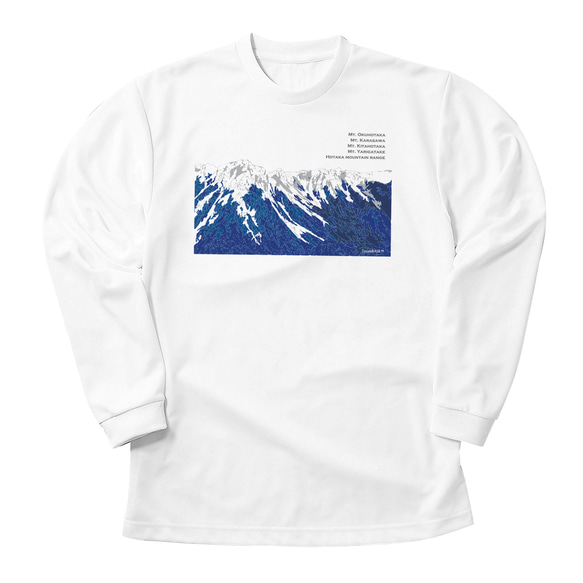 穂高岳 長袖Tシャツ ホワイト ドライ 吸水速乾 山 登山 1枚目の画像