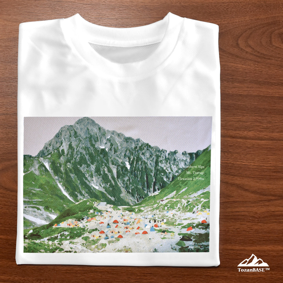 剱岳 長袖Tシャツ ホワイト ドライ 吸水速乾 山 登山 3枚目の画像