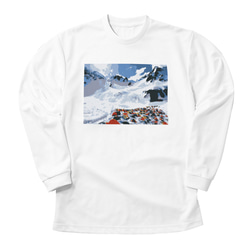 涸沢カール 冬 雪山 長袖Tシャツ ホワイト ドライ 吸水速乾 山 登山 1枚目の画像