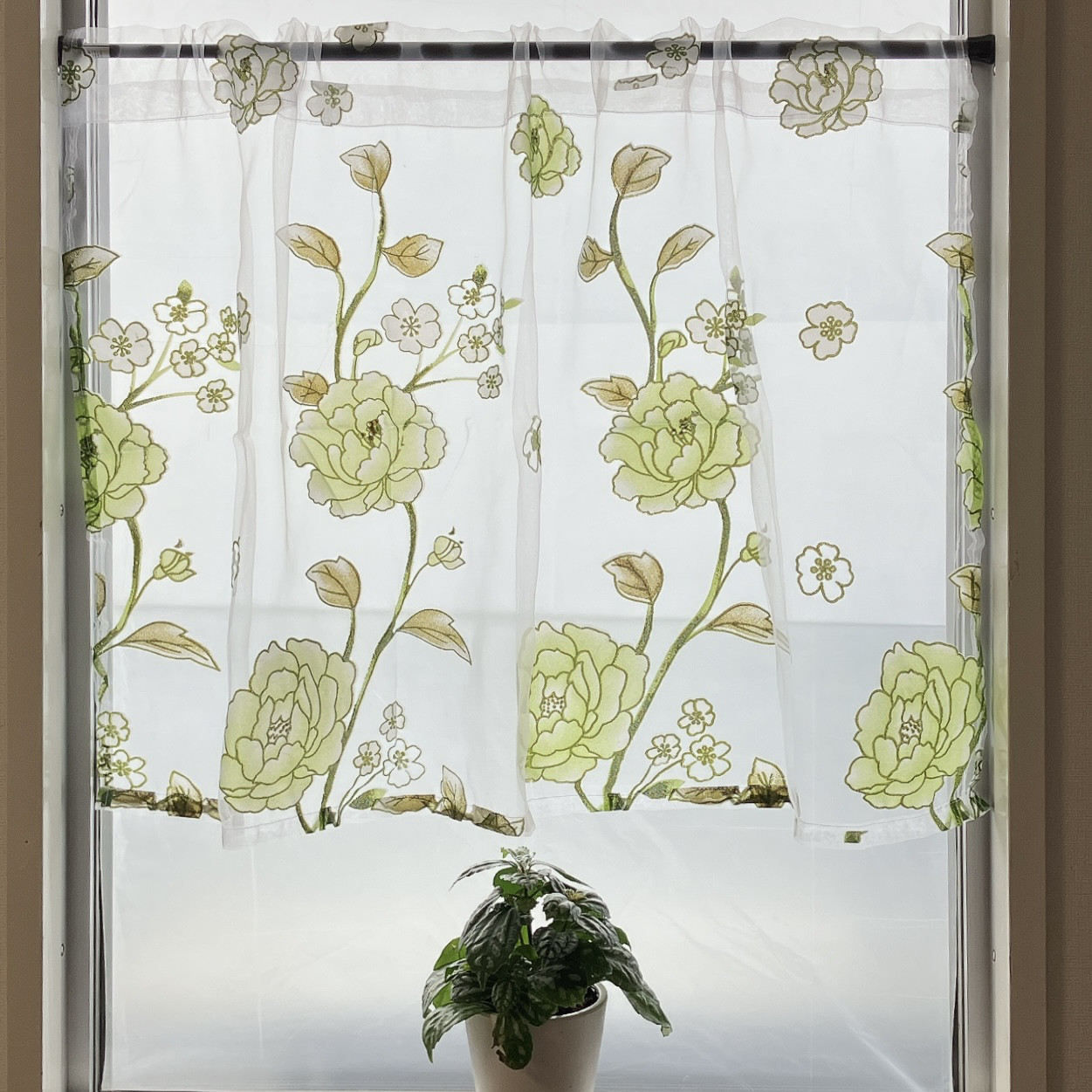 花柄 のれん カフェカーテン ２枚入り かわいい 100cm×100cm Amazon｜[dhiuebc] カフェカーテン 花柄 かわいい 春 夏