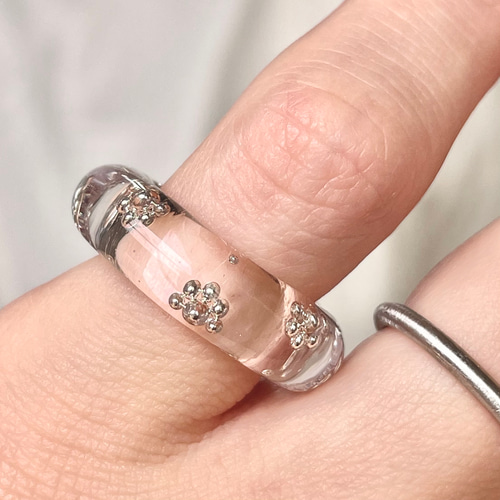 レジンヘアゴム クリップ ダイヤ バラ ピンク ピンキーリング 花 楽天