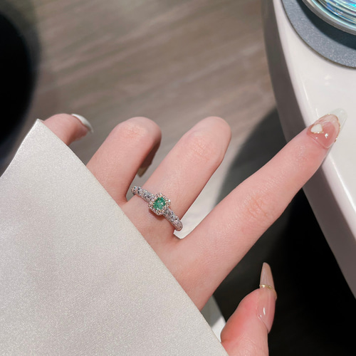 K18 グリーンダイヤモンド・ダイヤモンド リング 品番r21-497