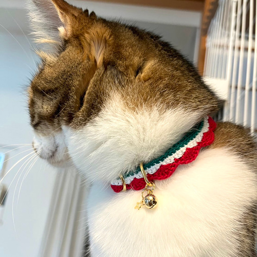 ペット クリスマス 首輪 猫首輪 犬首輪 鈴付き 手編み ペット用