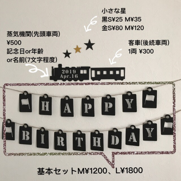 にこちゃん様追加分　機関車  ウエディング バースデー ガーランド モビール 誕生日 結婚式 飾り 壁面 2枚目の画像