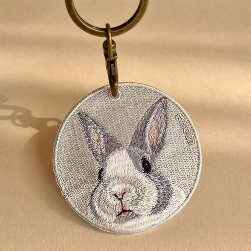 キーホルダー 刺繍 動物 アニマル チャーム うさぎ プレゼント