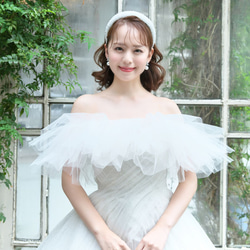 ビッグビーズカチューシャ (KA-37)| ウエディング 前撮 結婚式 花嫁 太 白 大 ヘッドドレス 披露宴 キラキラ 3枚目の画像