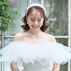 ビッグビーズカチューシャ (KA-37)| ウエディング 前撮 結婚式 花嫁 太 白 大 ヘッドドレス 披露宴 キラキラ 8枚目の画像