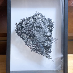 鏤空/單色「獅子（馬薩拉獅子）」25公分見方/有框或無框 第4張的照片