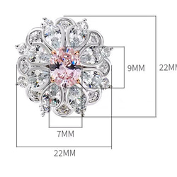 フラワー ライトピンク 高炭素ダイヤモンド キラキラ ゴージャス ヘイローリング 花 ドロップ ビッグ オーバル 9枚目の画像