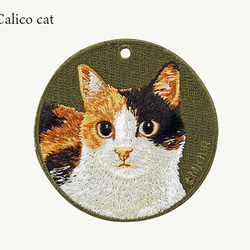 キーホルダー 猫 刺繍 ネコ 三毛猫 チャーム ペット 動物  愛猫 プレゼント or-036 7枚目の画像