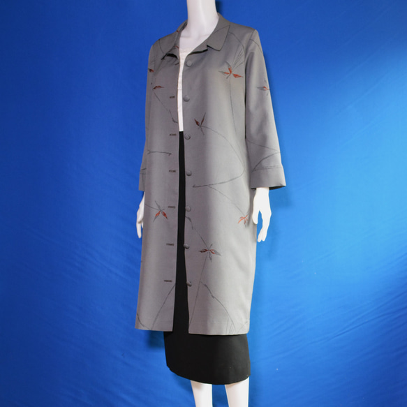 着物リメイク　ロングワンピース＆ロングコート（絹着物地）長袖 5枚目の画像